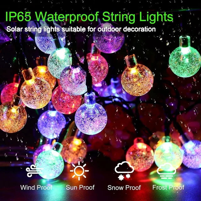 Alt view image 3 of 6 - Jedavai Solar String Lights Outdoor 2 Pack 200 Led 80FT Multi-Color Crystal Globe Lights with 8 Lighting Modes, Waterproof Solar Powered Patio Lights for Garden Yard Porch Wedding Party Decoration