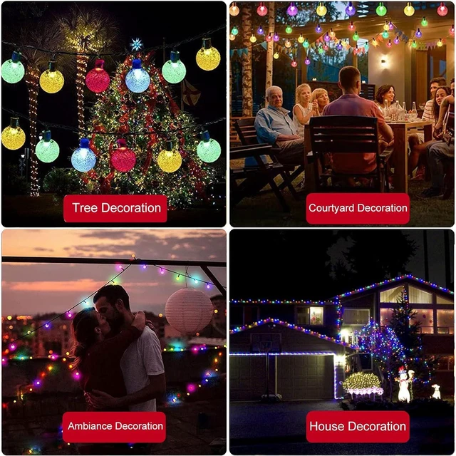 Alt view image 6 of 6 - Jedavai Solar String Lights Outdoor 2 Pack 200 Led 80FT Multi-Color Crystal Globe Lights with 8 Lighting Modes, Waterproof Solar Powered Patio Lights for Garden Yard Porch Wedding Party Decoration