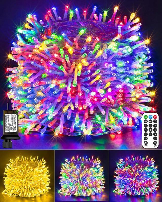 Christmas Lights, 500LED 164FT Long Christmas Tree Lights w 8 Modes Remote  Timer