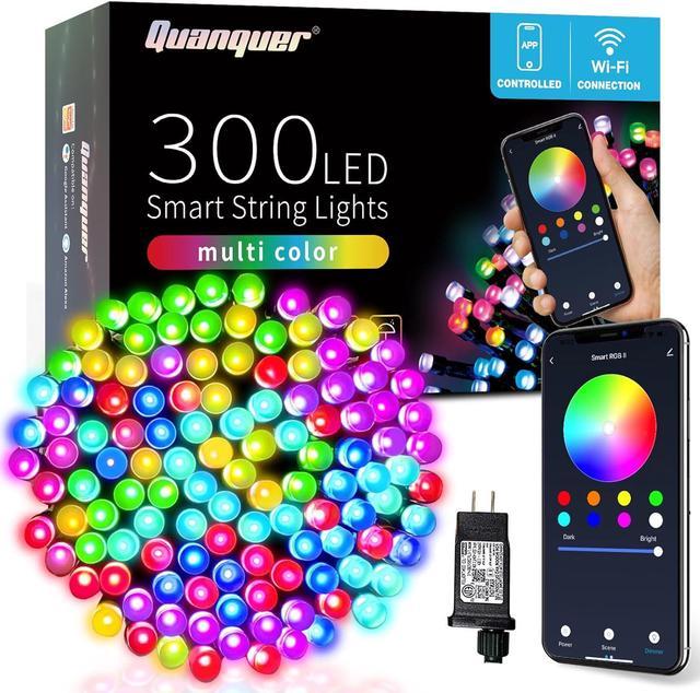 Quanquer Smart Christmas Lights Outdoor, 99 FT 300 RGB LEDs Smart WiFi  Color Changing String Lights App Controlled, Christmas Tree Lights Work  with Alexa & Google for Halloween Indoor Outdoor Decor 