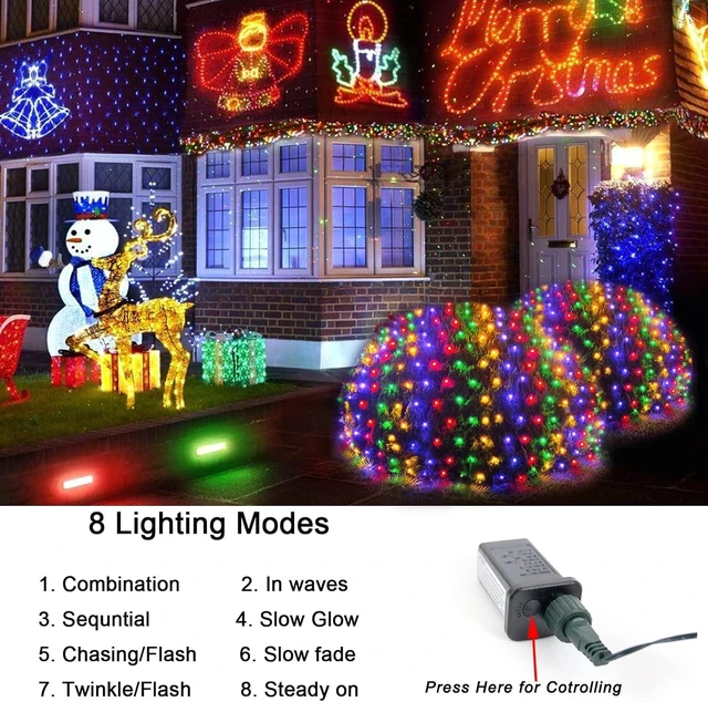 Alt view image 2 of 7 - 360 LED Colorful Christmas Net Lights, 21ft x 5ft Connectable Mesh String Lights, 8 Modes, Waterproof Outdoor Christmas Light for Tree, Bushes, Garden Party Multicolour