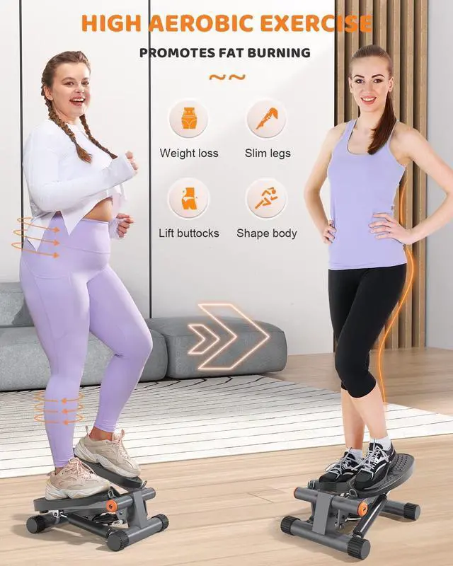 Alt view image 2 of 7 - Niceday Steppers for Exercise, Stair Stepper with Resistance Bands, Mini Stepper with 300LBS Loading Capacity, Hydraulic Fitness Stepper with LCD Monitor