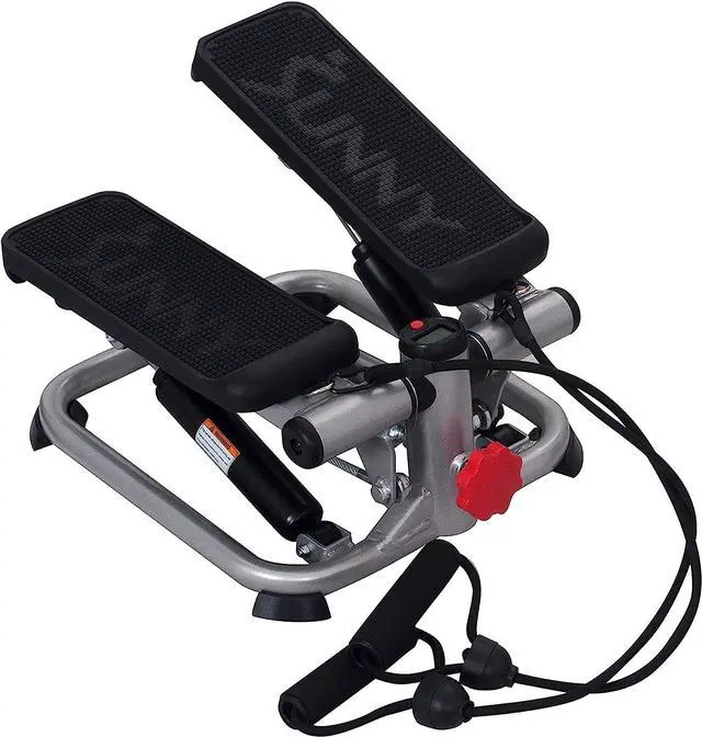 Alt view image 2 of 7 - Sunny Health & Fitness Advanced Mini Steppers for Exercise at Home, Total Body Workout Stair Step Machine with Resistance Bands, Optional Smart Stepper with SunnyFit App Connection
