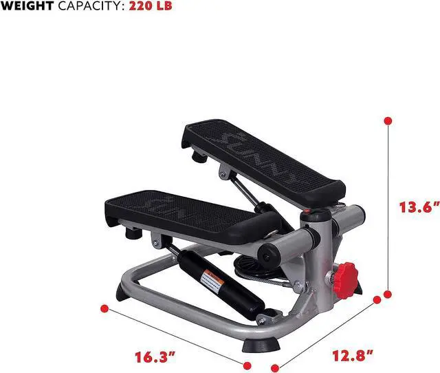 Alt view image 5 of 7 - Sunny Health & Fitness Advanced Mini Steppers for Exercise at Home, Total Body Workout Stair Step Machine with Resistance Bands, Optional Smart Stepper with SunnyFit App Connection