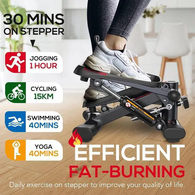 Alt view image 2 of 7 - KeppiFitness Steppers for Exercise at Home, Mini Stair Stepper Machine with 350LB Maximum Capacity,Mini Stepper with Resistance Bands for Cardio Fitness Full Body Workout
