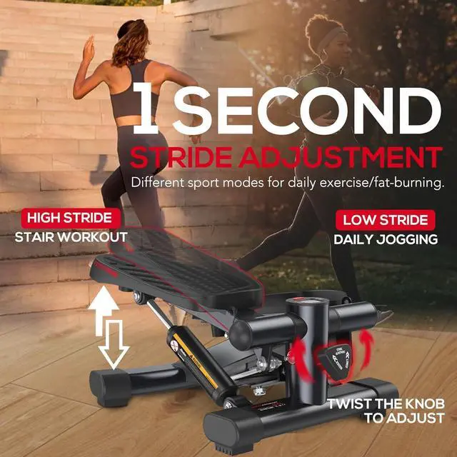 Alt view image 6 of 7 - KeppiFitness Steppers for Exercise at Home, Mini Stair Stepper Machine with 350LB Maximum Capacity,Mini Stepper with Resistance Bands for Cardio Fitness Full Body Workout