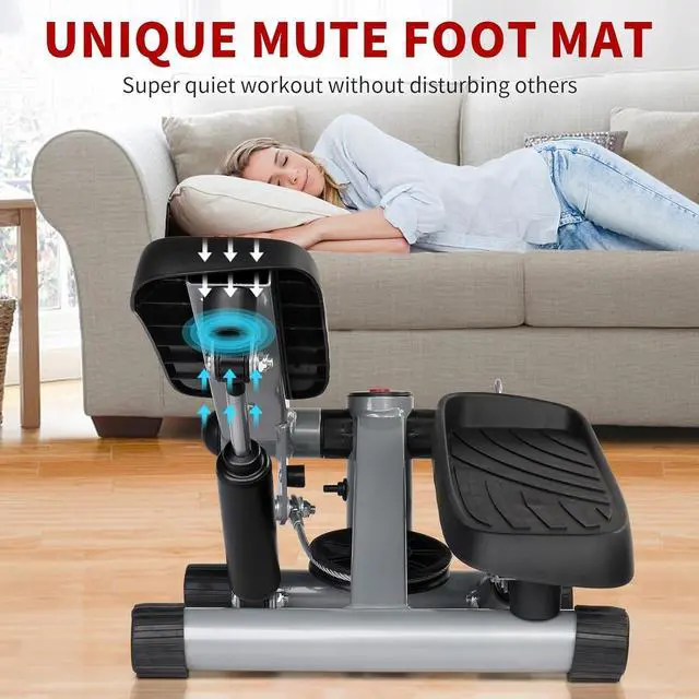 Alt view image 4 of 7 - Ktaxon Mini Stepper Stair Stepper, Steppers for Exercise with 330LB Weight Capacity, Workout Equipment for Total Body Workout with Multiple Stability Design, Widened Foot Plate and Floor Mat