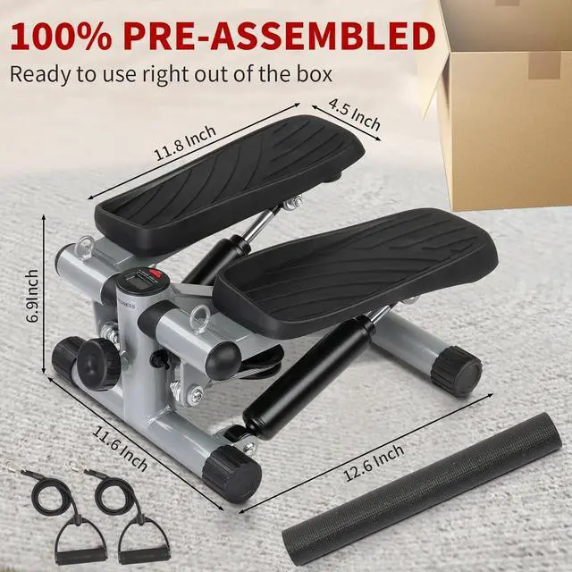 Alt view image 7 of 7 - Ktaxon Mini Stepper Stair Stepper, Steppers for Exercise with 330LB Weight Capacity, Workout Equipment for Total Body Workout with Multiple Stability Design, Widened Foot Plate and Floor Mat