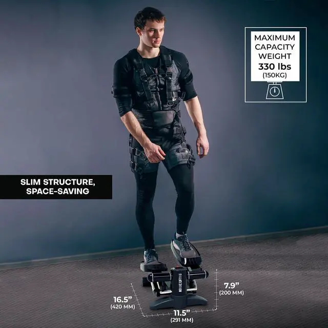 Alt view image 5 of 7 - Mini Stepper & Stair Climber Machine - w/Resistance Bands Set - Built in Monitor by Nordic Lifting