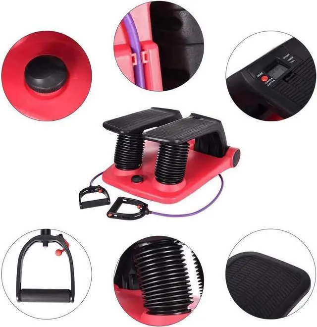 Alt view image 6 of 6 - E-Found Stepper Climber Fitness Machine, Air Stair Climber Stepper Machine, Cardio Training Step Climber Machine Adjustable Fitness Exercise Machine Resistance Bands, Comfortable Foot Pedals