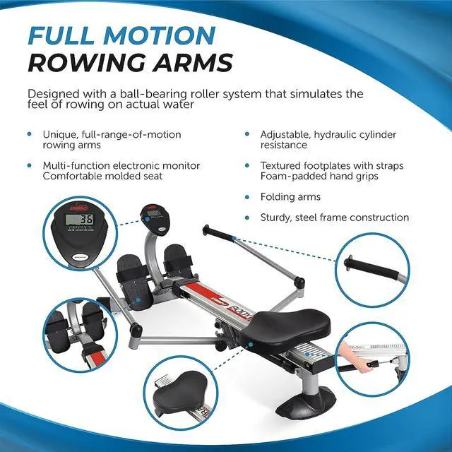 Alt view image 4 of 7 - Stamina BodyTrac Glider Hydraulic Rowing Machine with Smart Workout App - Rower Workout Machine with Cylinder Resistance - Up to 250 lbs Weight Capacity