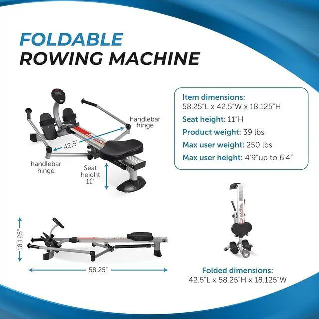 Alt view image 6 of 7 - Stamina BodyTrac Glider Hydraulic Rowing Machine with Smart Workout App - Rower Workout Machine with Cylinder Resistance - Up to 250 lbs Weight Capacity