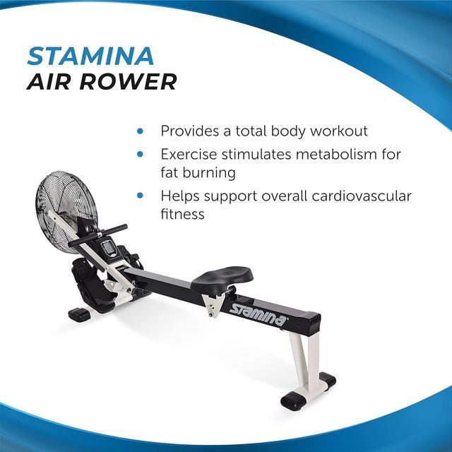 Stamina Air Rower - Rower Machine with Smart Workout App - Rowing Machine  with Air Resistance for Home Gym Fitness - Up to 250 lbs Weight Capacity 