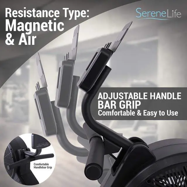 Alt view image 3 of 7 - SereneLife Smart Rowing Machine-Home Machine with Smartphone Fitness Monitoring App, Magnetic Row Machine for Gym or Home Use, 16 Levels Resistance