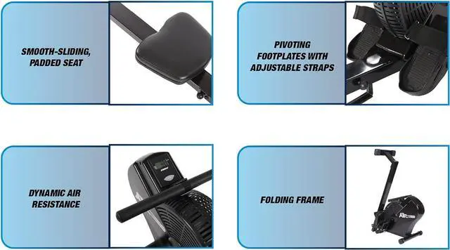 Alt view image 5 of 7 - Stamina ATS Air Rower Machine with Smart Workout App - Foldable Rowing Machine with Dynamic Air Resistance for Home Gym Fitness - Up to 250 lbs Weight Capacity