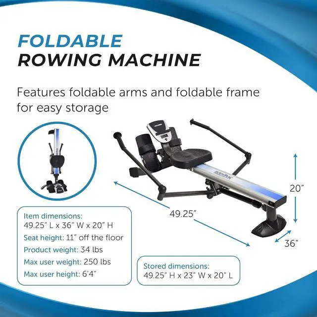 Alt view image 6 of 7 - Stamina BodyTrac Glider 1060 Hydraulic Rowing Machine with Smart Workout App - Rower Workout Machine with Cylinder Resistance - Up to 250 lbs Weight Capacity