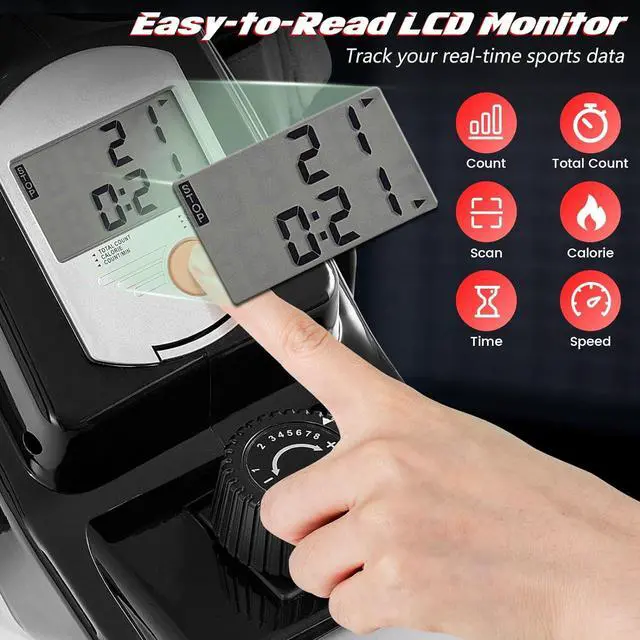 Alt view image 4 of 7 - Goplus Folding Rowing Machine,Magnetic Rower with Adjustable Resistance and LCD Display, Exercise Cardio Fitness Equipment for Home Use