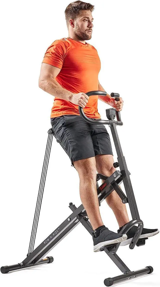Main image of Sunny Health & Fitness Row-N-Ride Plus, Heavy Duty Assisted Squat Machine with 300 LB Max Weight Capacity, Adjustable Resistance and Thick Padded Seat - NO. 077PLUS