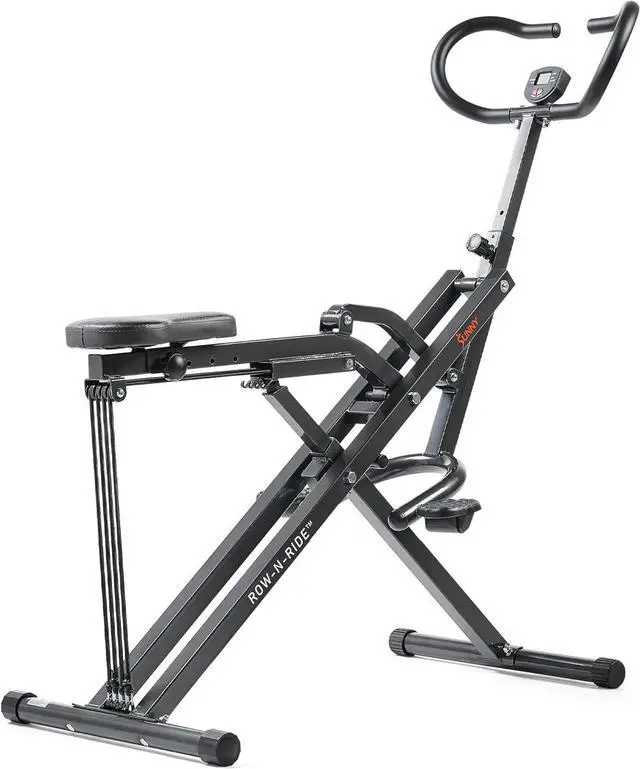 Alt view image 2 of 7 - Sunny Health & Fitness Row-N-Ride Plus, Heavy Duty Assisted Squat Machine with 300 LB Max Weight Capacity, Adjustable Resistance and Thick Padded Seat - NO. 077PLUS