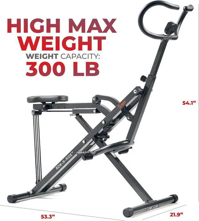 Alt view image 5 of 7 - Sunny Health & Fitness Row-N-Ride Plus, Heavy Duty Assisted Squat Machine with 300 LB Max Weight Capacity, Adjustable Resistance and Thick Padded Seat - NO. 077PLUS