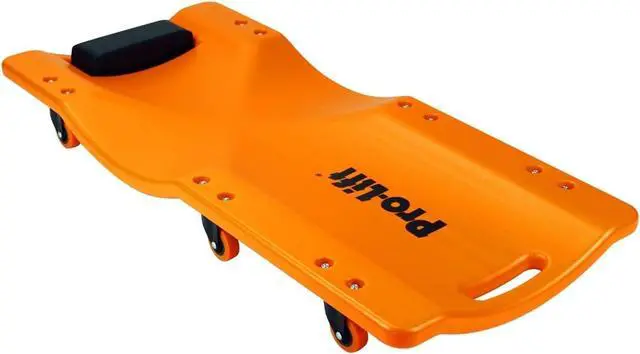 Alt view image 2 of 4 - Pro-LifT Mechanic Plastic Creeper 36 Inch - Blow Molded Ergonomic HDPE Body with Padded Headrest - 300 Lbs Capacity Orange