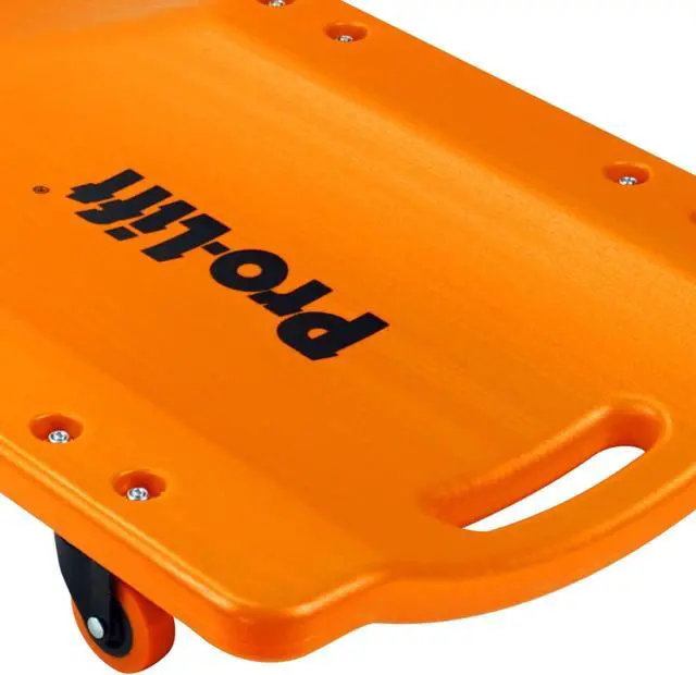 Alt view image 4 of 4 - Pro-LifT Mechanic Plastic Creeper 36 Inch - Blow Molded Ergonomic HDPE Body with Padded Headrest - 300 Lbs Capacity Orange