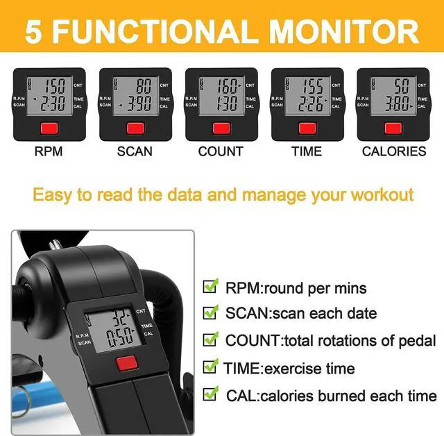 Alt view image 5 of 7 - Folding Exercise Bike Pedal Exerciser Portable Desk Bike with LCD Display for Arms and Legs Workout