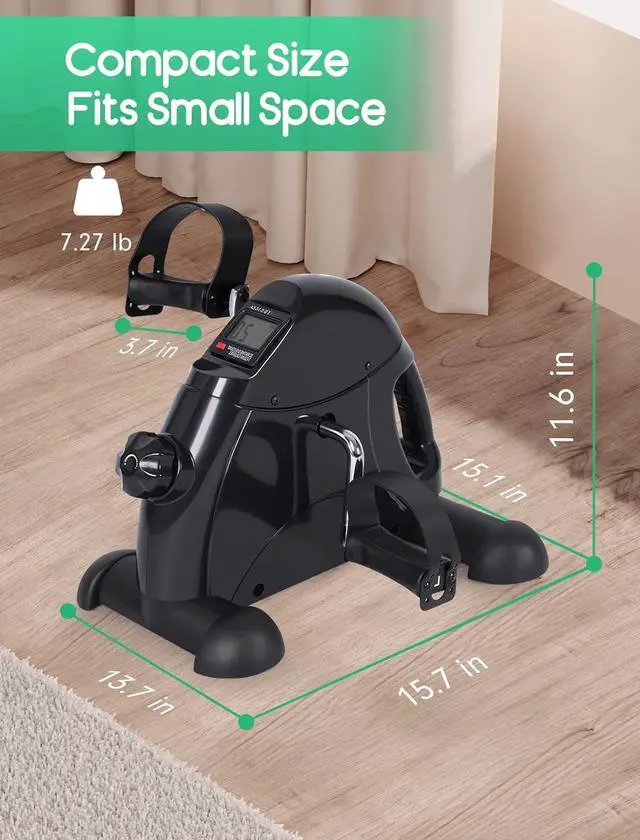 Alt view image 7 of 7 - FEIERDUN Mini Exercise Bike, Under Desk Bike Pedal Exerciser Portable Foot Cycle Arm & Leg Peddler Machine with LCD Screen Displays