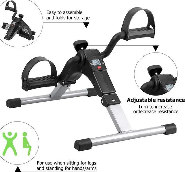 Alt view image 2 of 7 - Folding Pedal Exerciser, Mini Exercise Bike Under Desk Bike Foot Pedal Exerciser, Foot Hand Cycle Portable Peddler Machine Bicycle Exerciser Arm Leg Exerciser While Sitting