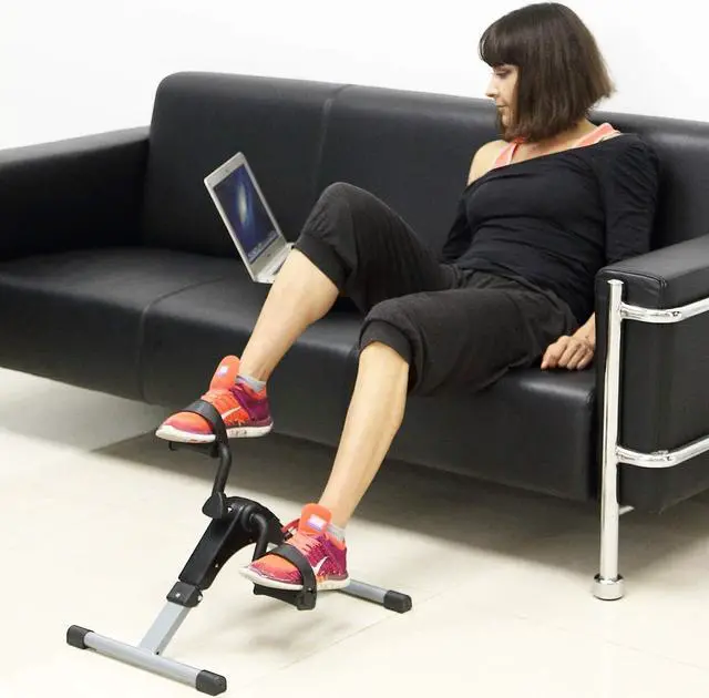 Alt view image 3 of 7 - Folding Pedal Exerciser, Mini Exercise Bike Under Desk Bike Foot Pedal Exerciser, Foot Hand Cycle Portable Peddler Machine Bicycle Exerciser Arm Leg Exerciser While Sitting