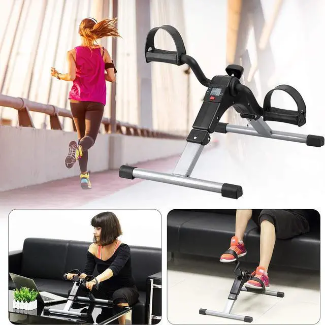 Alt view image 7 of 7 - Folding Pedal Exerciser, Mini Exercise Bike Under Desk Bike Foot Pedal Exerciser, Foot Hand Cycle Portable Peddler Machine Bicycle Exerciser Arm Leg Exerciser While Sitting
