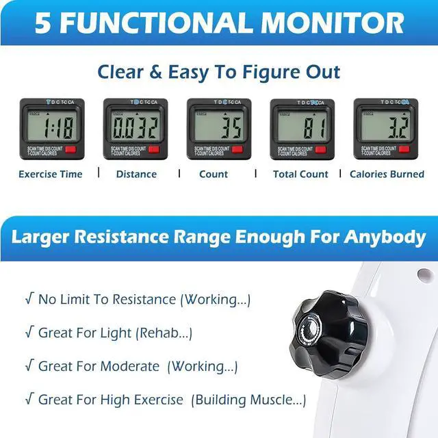 Alt view image 6 of 7 - Under Desk Bike Pedal Exerciser - TABEKE Mini Exercise Bike for Arm/Leg Exercise, Pedal Exerciser for Seniors with LCD Display