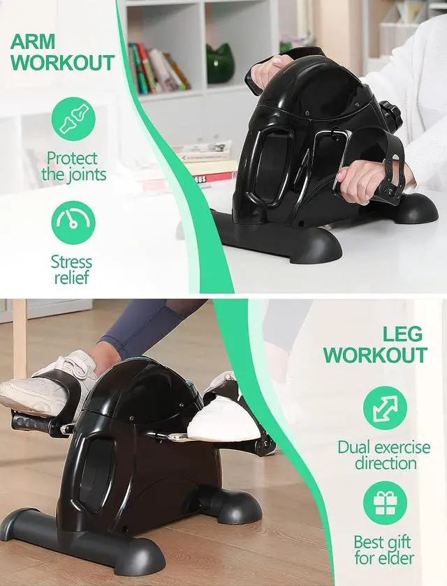 Alt view image 4 of 7 - FEIERDUN Mini Exercise Bike, Under Desk Bike Pedal Exerciser Portable Foot Cycle Arm & Leg Peddler Machine with LCD Screen Displays