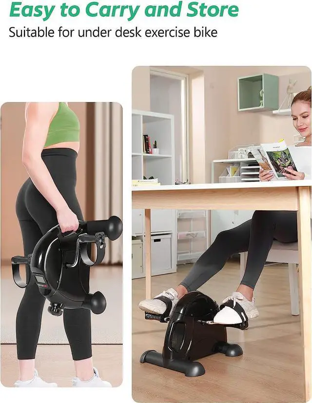 Alt view image 5 of 7 - FEIERDUN Mini Exercise Bike, Under Desk Bike Pedal Exerciser Portable Foot Cycle Arm & Leg Peddler Machine with LCD Screen Displays