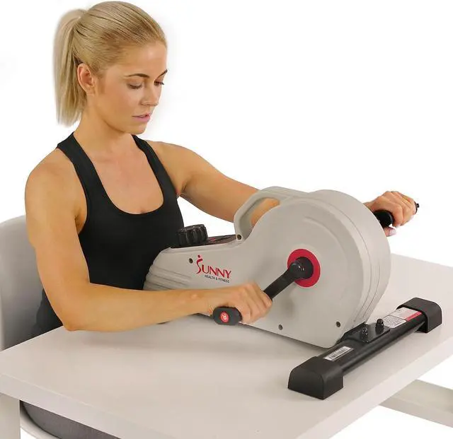 Alt view image 7 of 7 - Sunny Health & Fitness Dual Function Under Desk Pedal Exerciser, Portable Indoor Cardio Mini Bike at Home, Arm/Leg Cycle for Seniors, Optional Magnetic, Motorized & Free SunnyFit App Bluetooth Connect