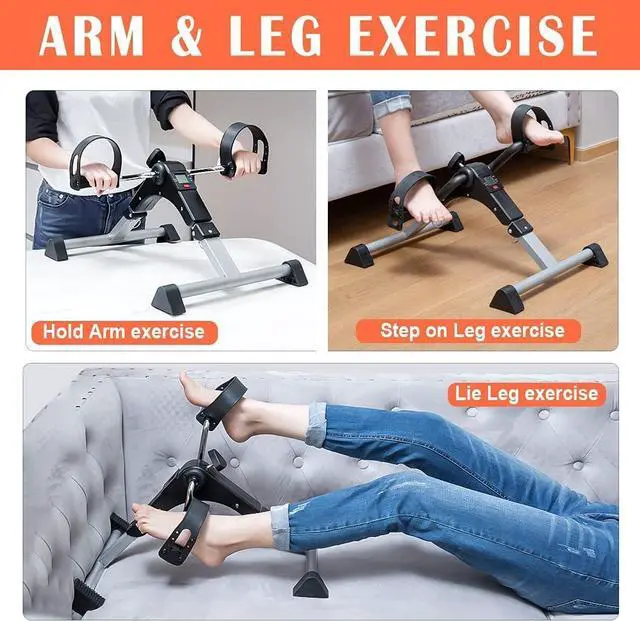 Alt view image 6 of 7 - Under Desk Bike Pedal Exerciser, Upper & Lower Peddler Exerciser for Seniors with LCD Display, Fitness Folding Arm Leg Workout
