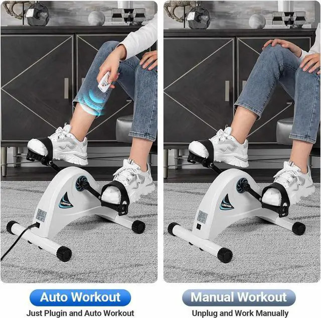 Alt view image 3 of 7 - Motorized Mini Exercise Bike Pedal Exerciser for Seniors Rehab Training, LUBBYGIM Electric Under Desk Bike Pedal Exerciser for Arm/Leg Fitness & Physical Therapy, 6 Levels Speed Adjustment
