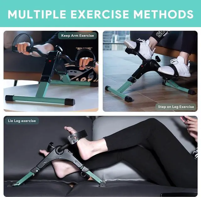 Alt view image 6 of 7 - Folding Pedal Exerciser - Mini Exercise Bike Under Desk Bike Pedal Exerciser with LCD Display for Arms and Legs Workout, Portable Desk Bike Peddler Machine for Adults & Seniors