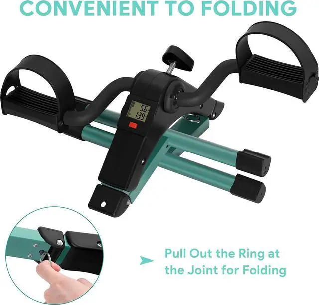 Alt view image 5 of 7 - Folding Pedal Exerciser - Mini Exercise Bike Under Desk Bike Pedal Exerciser with LCD Display for Arms and Legs Workout, Portable Desk Bike Peddler Machine for Adults & Seniors