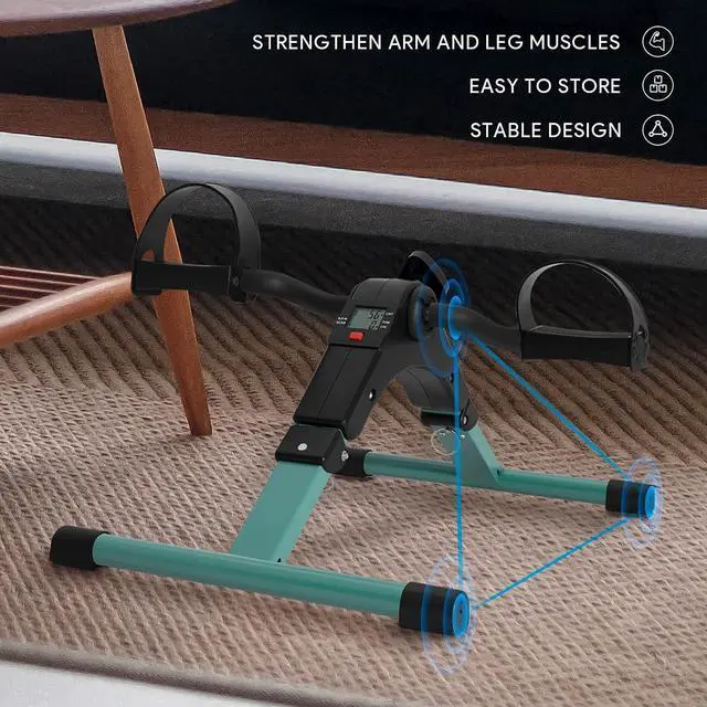Alt view image 7 of 7 - Folding Pedal Exerciser - Mini Exercise Bike Under Desk Bike Pedal Exerciser with LCD Display for Arms and Legs Workout, Portable Desk Bike Peddler Machine for Adults & Seniors