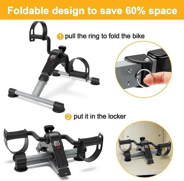Alt view image 3 of 7 - Under Desk Bike Pedal Exerciser Mini Bike for Leg/Arm Bike Foldable Peddler with LCD Display for Home/Office