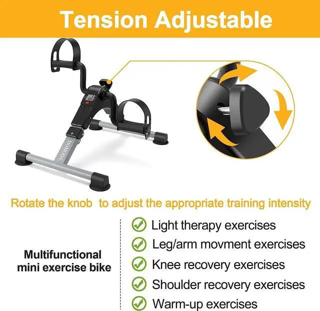 Alt view image 5 of 7 - Under Desk Bike Pedal Exerciser Mini Bike for Leg/Arm Bike Foldable Peddler with LCD Display for Home/Office
