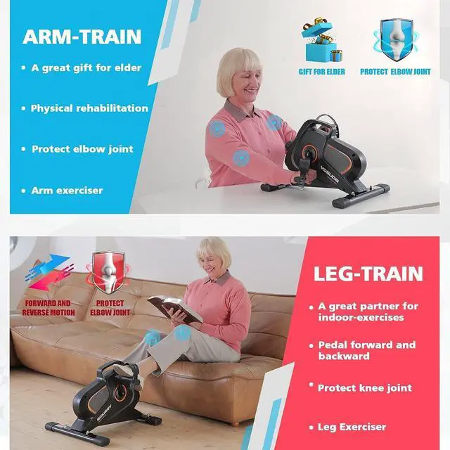 Alt view image 2 of 7 - YOSUDA Under Desk Bike Pedal Exerciser - Magnetic Mini Exercise Bike for Arm/Leg Exercise, Desk Pedal Bike for Home/Office Workout