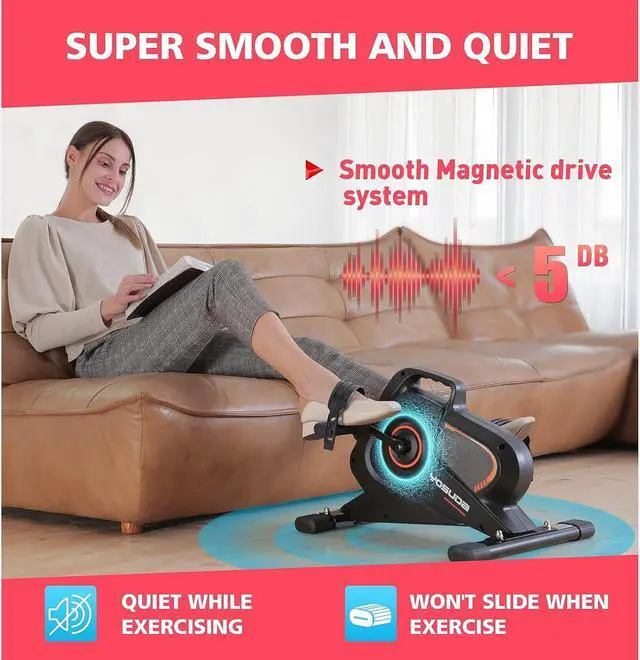 Alt view image 3 of 7 - YOSUDA Under Desk Bike Pedal Exerciser - Magnetic Mini Exercise Bike for Arm/Leg Exercise, Desk Pedal Bike for Home/Office Workout