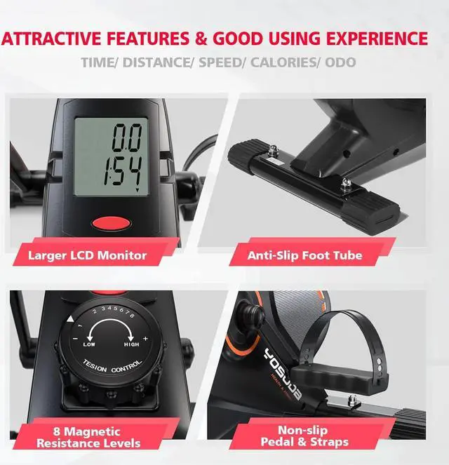 Alt view image 6 of 7 - YOSUDA Under Desk Bike Pedal Exerciser - Magnetic Mini Exercise Bike for Arm/Leg Exercise, Desk Pedal Bike for Home/Office Workout