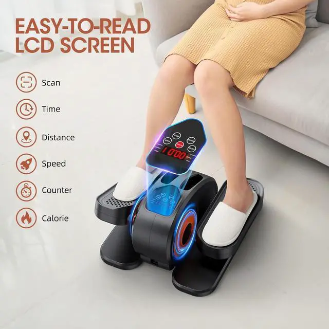 Alt view image 3 of 7 - GUGTTR Under Desk Elliptical, Electric Seated Pedal Exerciser, Quiet & Compact Mini Ellipse Leg Exerciser with Display Monitor, Remote Control and 12 Adjustable Speeds, Elliptical Machine for Home