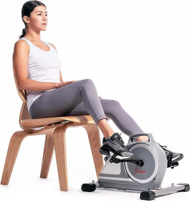 Alt view image 7 of 7 - Sunny Health & Fitness Magnetic Under Desk Mini Exercise Cycle Bike, Dual Function Pedal Exerciser with Digital Monitor and Carrying Handle  SF-B020026