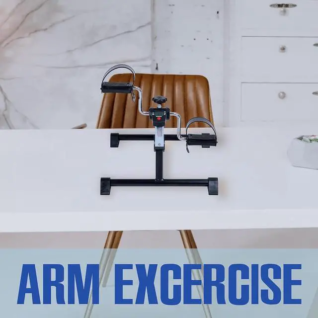 Alt view image 3 of 7 - iLiving Under Desk Bike Pedal Exerciser with Electronic Display - Fully Assembled Folding Equipment, Mini Bike for Legs and Arms Workout, Portable and Easy-to-Use with LCD Screen (ILG-688), Blue