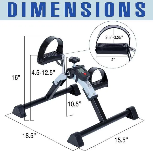 Alt view image 6 of 7 - iLiving Under Desk Bike Pedal Exerciser with Electronic Display - Fully Assembled Folding Equipment, Mini Bike for Legs and Arms Workout, Portable and Easy-to-Use with LCD Screen (ILG-688), Blue