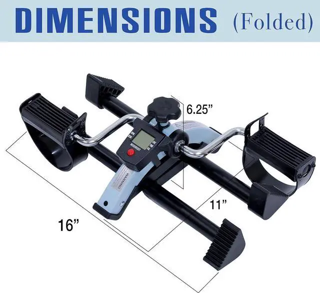 Alt view image 7 of 7 - iLiving Under Desk Bike Pedal Exerciser with Electronic Display - Fully Assembled Folding Equipment, Mini Bike for Legs and Arms Workout, Portable and Easy-to-Use with LCD Screen (ILG-688), Blue